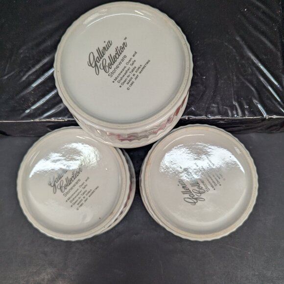 Galleria Collection Stoneware Pink Floral Ramekin 1985 JMP Marketing Lot of 3 - Picture 9 of 10